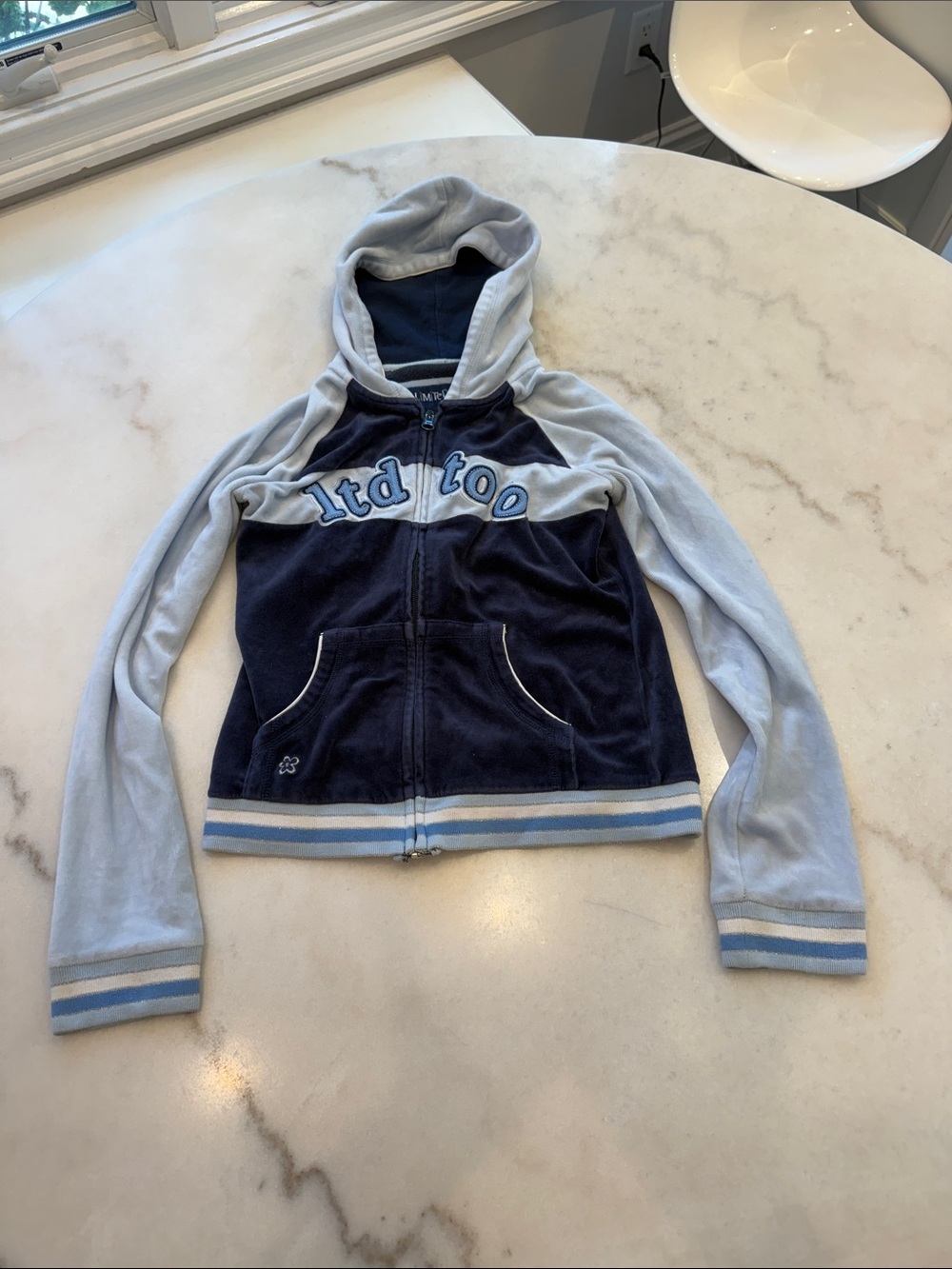 Limited Too Navy and Light Blue Zip Hoodie